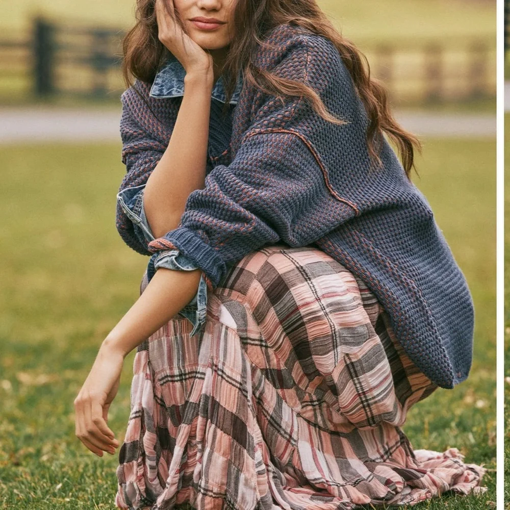 FREE PEOPLE MAISIE CHUNKY V NECK SWEATER M L